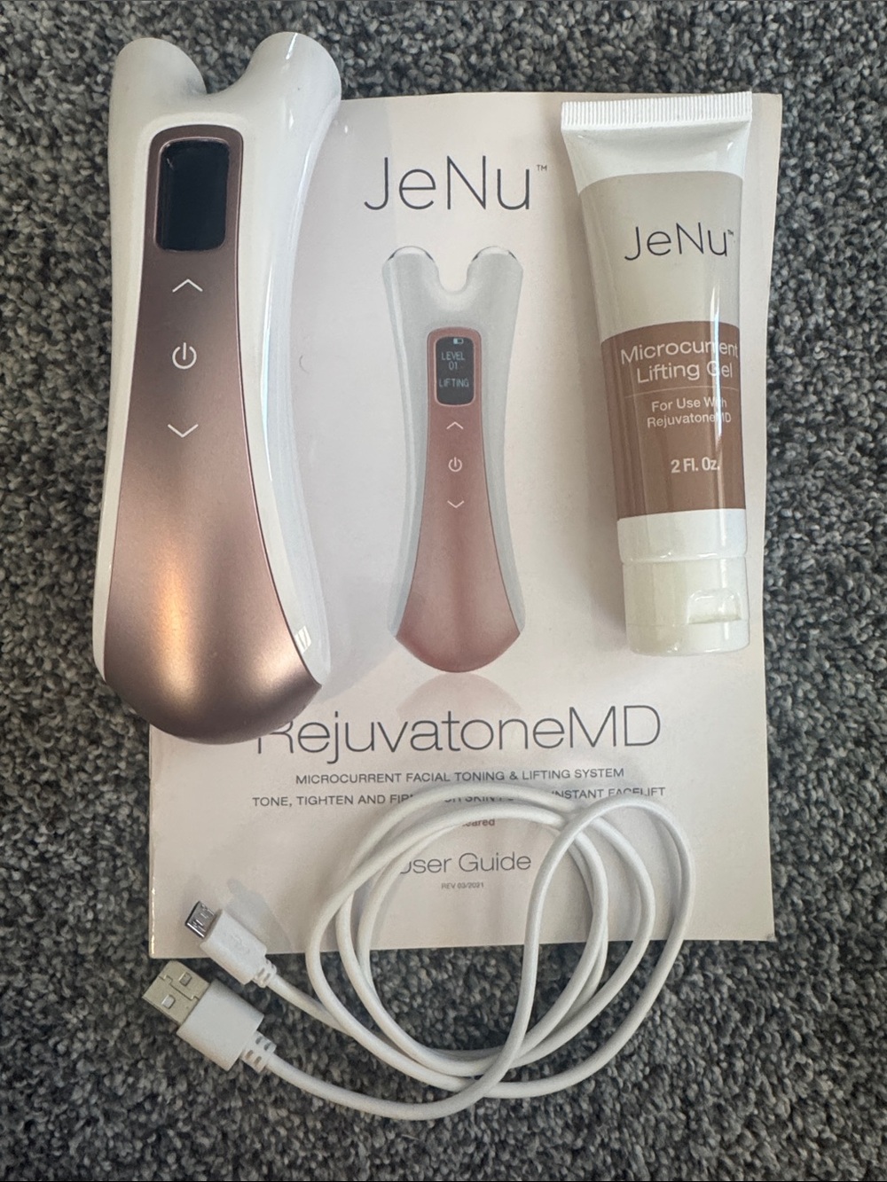 RejuvatoneMD Microcurrent Facial Lifting Device in Rose Gold & White